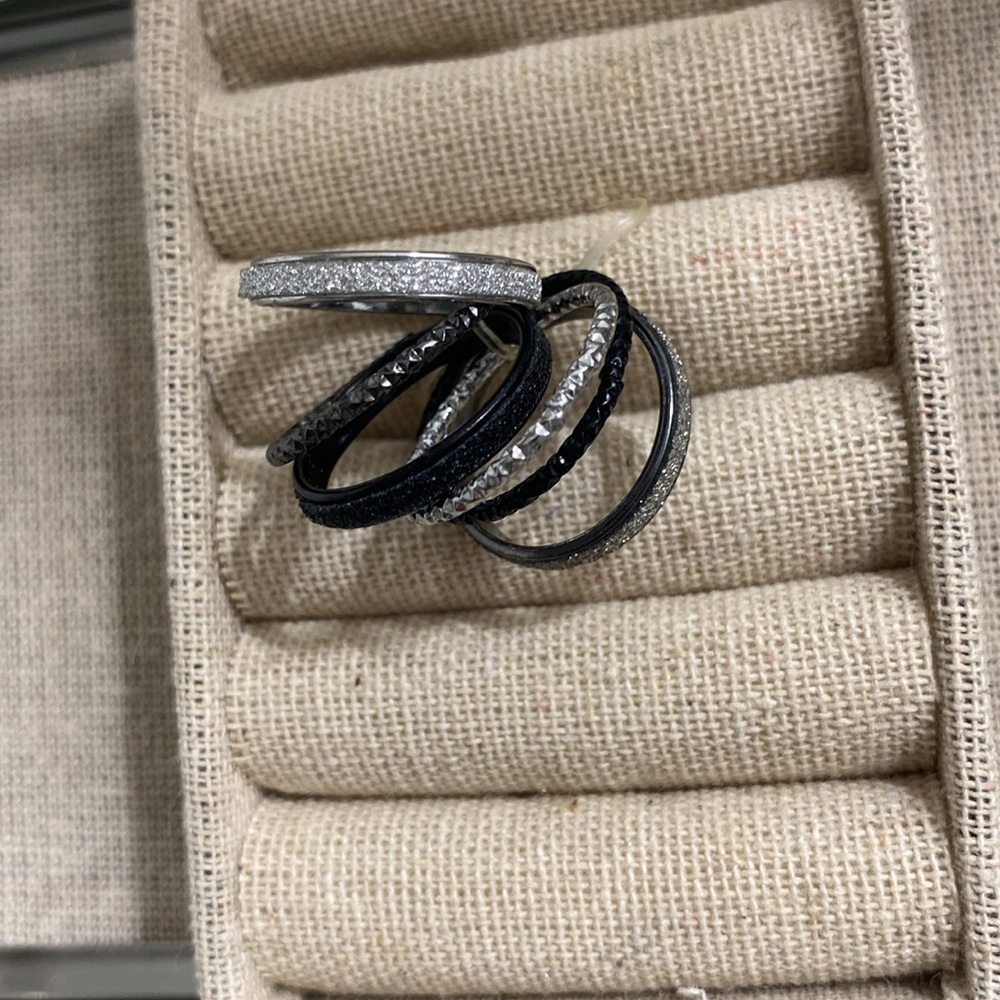 Silver & Black Layered Rings
